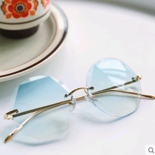 2K Retro Harajuku Style Pink Rimless Sunglasses