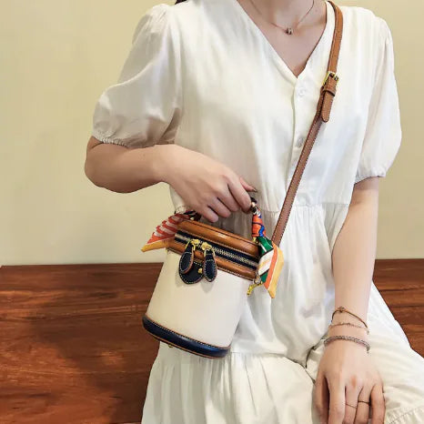 Cylinder PU Messenger Bag