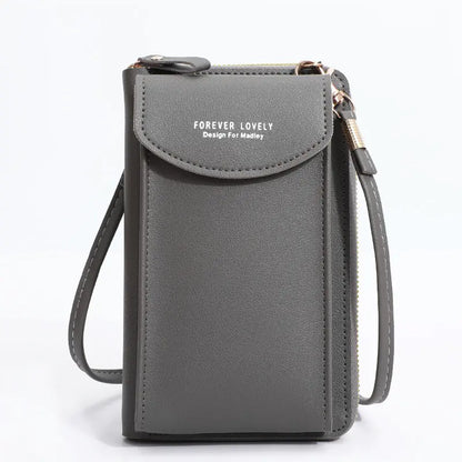 Solid Color PU Leather Crossbody Bag