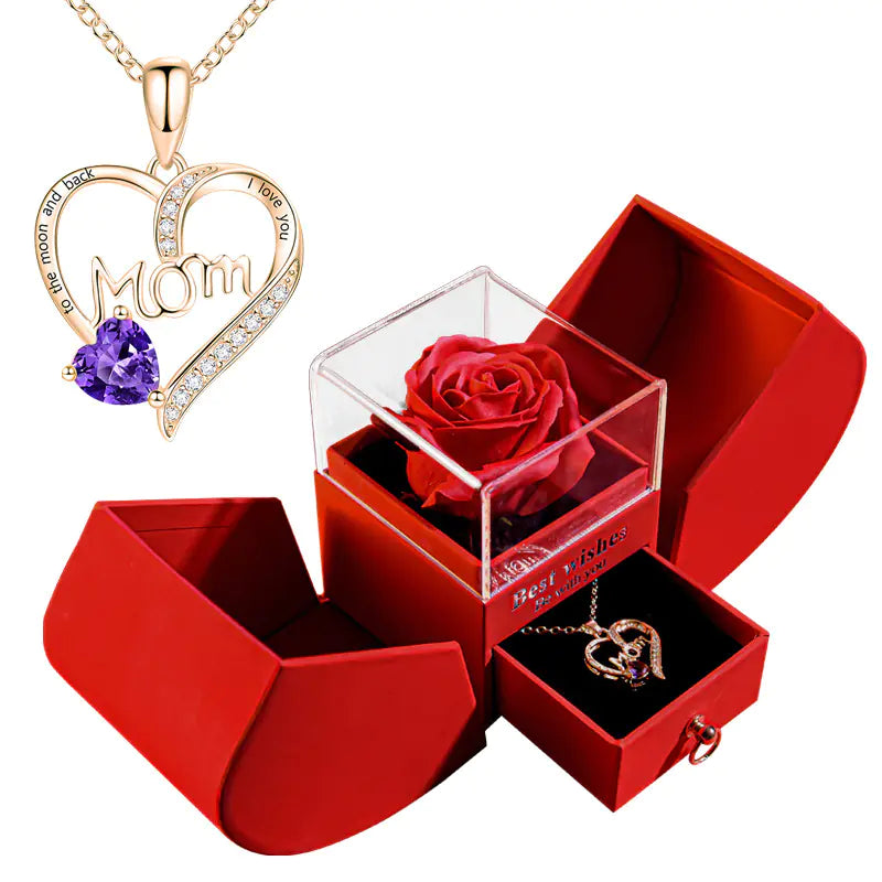 Amazon Preserved Flower Jewelry Box with Necklace
