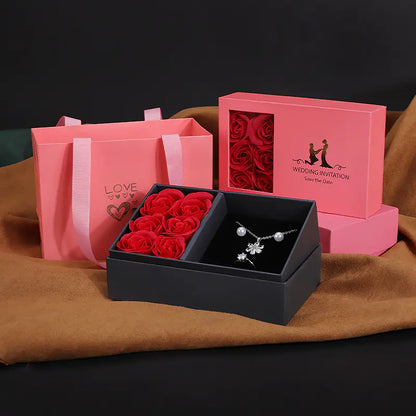 Rose Jewelry Gift Box for Rings and Necklaces Set
