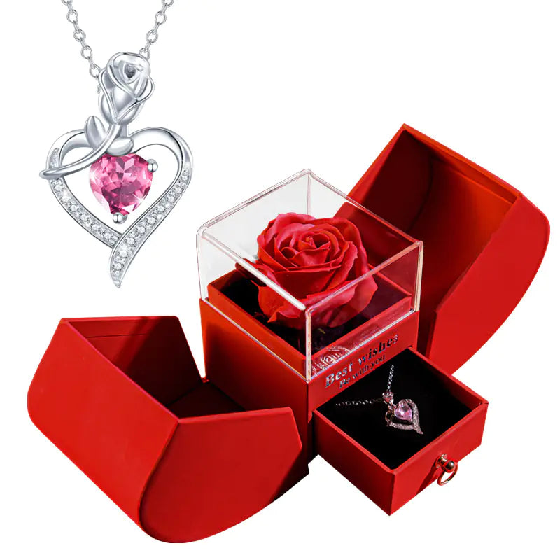 Amazon Preserved Flower Jewelry Box with Necklace