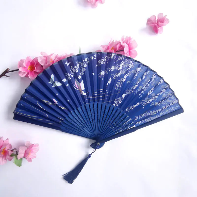 Traditional Chinese Women's Folding Bamboo Silk Fan