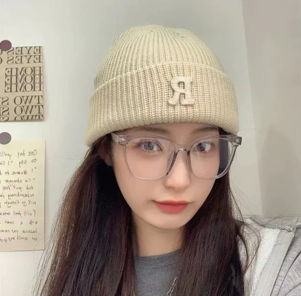 Casual Woolen Hat with Letter Design for Women