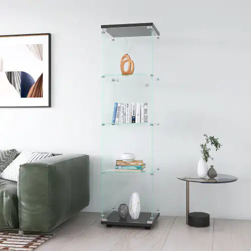 Glass Display Cabinet 4 With Gantry, Floor-to-ceiling Rare Bookshelf, Suitable For Living Room, Bedroom, Office