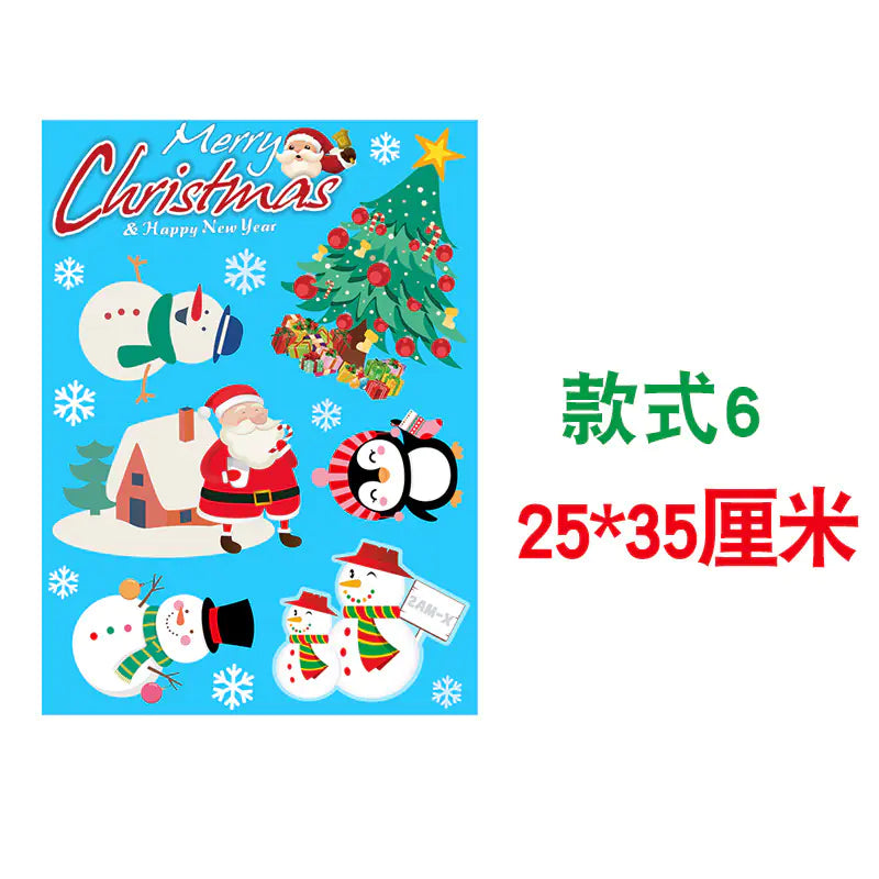 Christmas Static Window Stickers - Snowflakes & Santa Decor