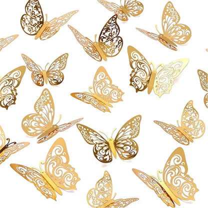 Golden Butterfly Decorations for Cakes and Crafts (72pcs)