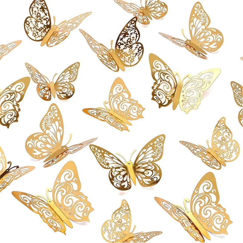 Golden Butterfly Decorations for Cakes and Crafts (72pcs)