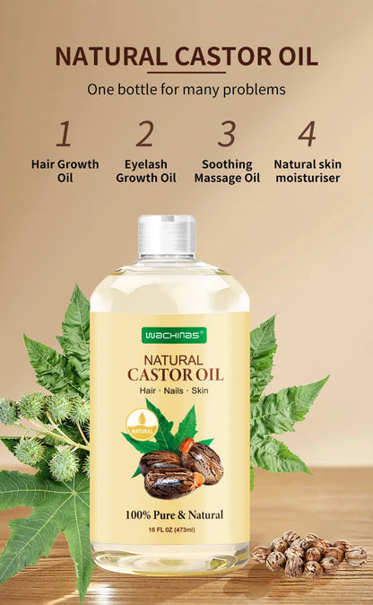 Hair Eyelash Eyebrow Castor Oil - 16 Oz / 473ml Cold Pressed