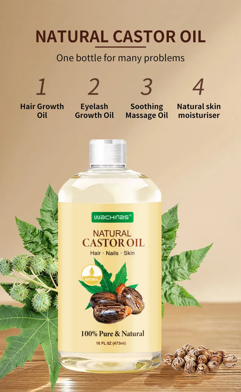 Hair Eyelash Eyebrow Castor Oil - 16 Oz / 473ml Cold Pressed