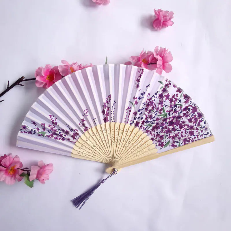 Traditional Chinese Women's Folding Bamboo Silk Fan