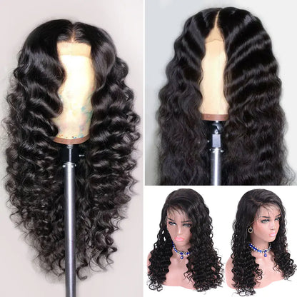 Black Curly Synthetic Lace Front Wig - Trendy Style