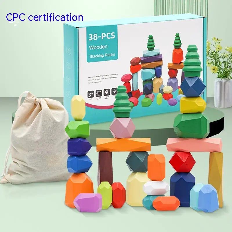 Wooden Balance Stone Building Blocks Toy