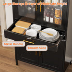 73 Inch Metal Tall Arched Display Cabinet, Metal Arched Bookshelf With Doors,Shelves,Drawers, Modern Freestanding Bookcase For Home Office Bar Living Room ,Black