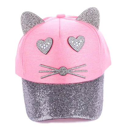 Spring Summer Denim Baseball Cap with Cat Ears