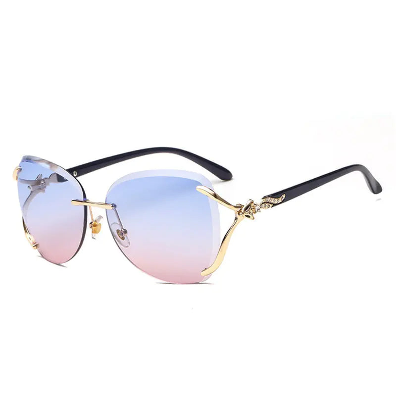 Stylish Frameless Sunglasses with Diamond Fox Head