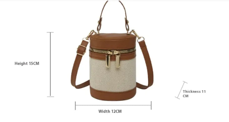 Leopard Print Contrast Color PU Leather Bucket Bag for Women - Urban Style Shoulder Handbag