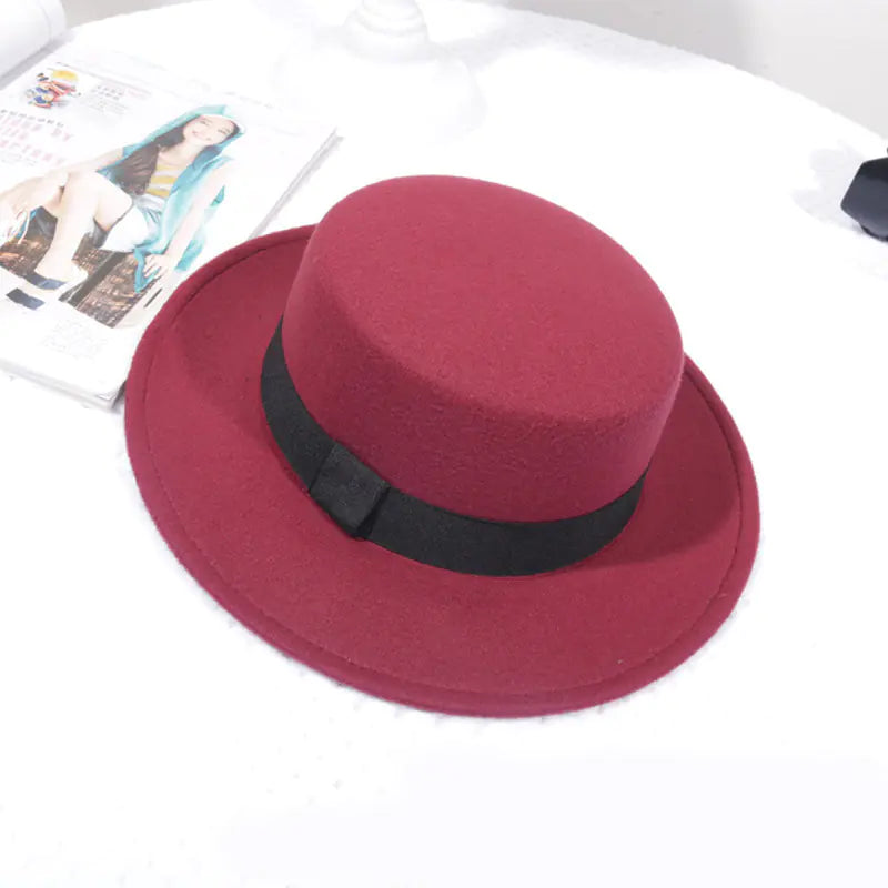 Flat Top Retro British Big Brim Fedora Hat