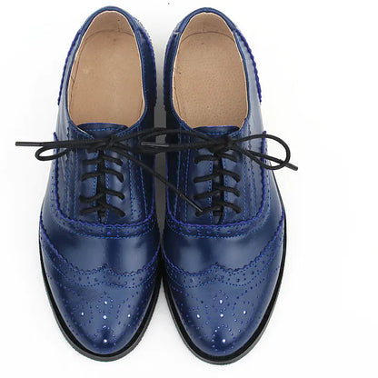 Women's British Style Pointed Toe Flat Leather Shoes