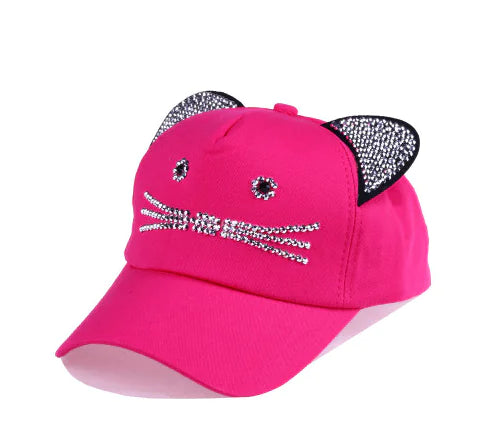 Spring Summer Denim Baseball Cap with Cat Ears