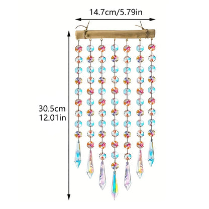 Dreamy Crystal Wind Chime with Irregular Wooden Sticks