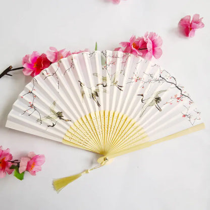 Traditional Chinese Women's Folding Bamboo Silk Fan