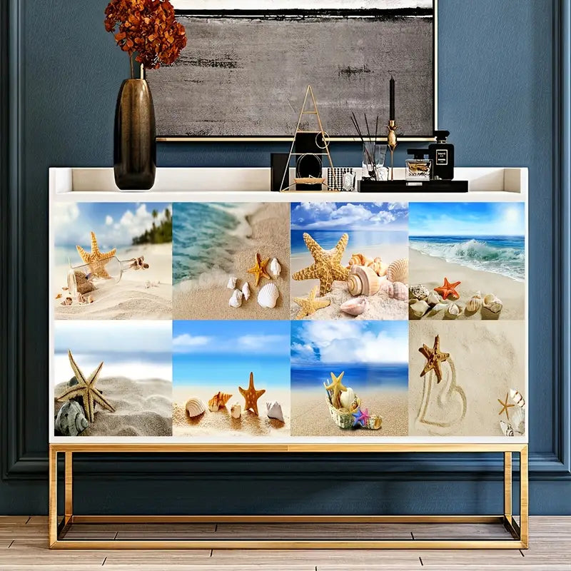 10pcs Waterproof Beach Seascape Tile Stickers