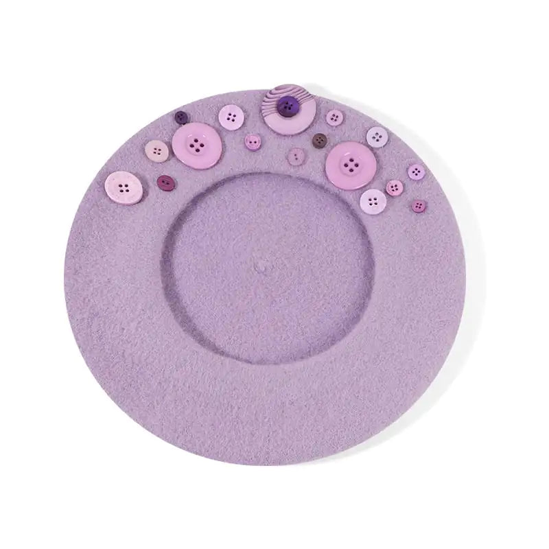 "Personalized Yupi Wool Beret with Colorful Buttons"