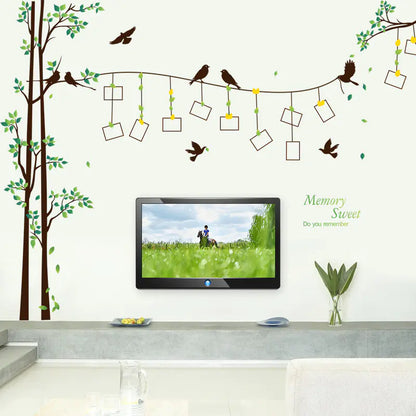 Bird Photo Tree Wall Decal for Living Room & Bedroom