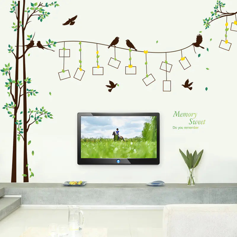 Bird Photo Tree Wall Decal for Living Room & Bedroom