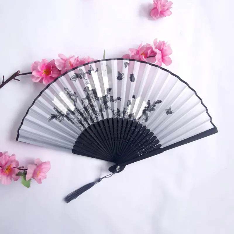 Traditional Chinese Women's Folding Bamboo Silk Fan