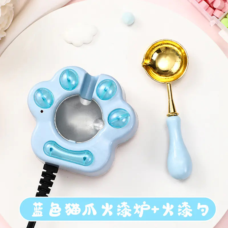 Vintage Wax Seal Kit with Cat Paw Melting Pot (Pink)