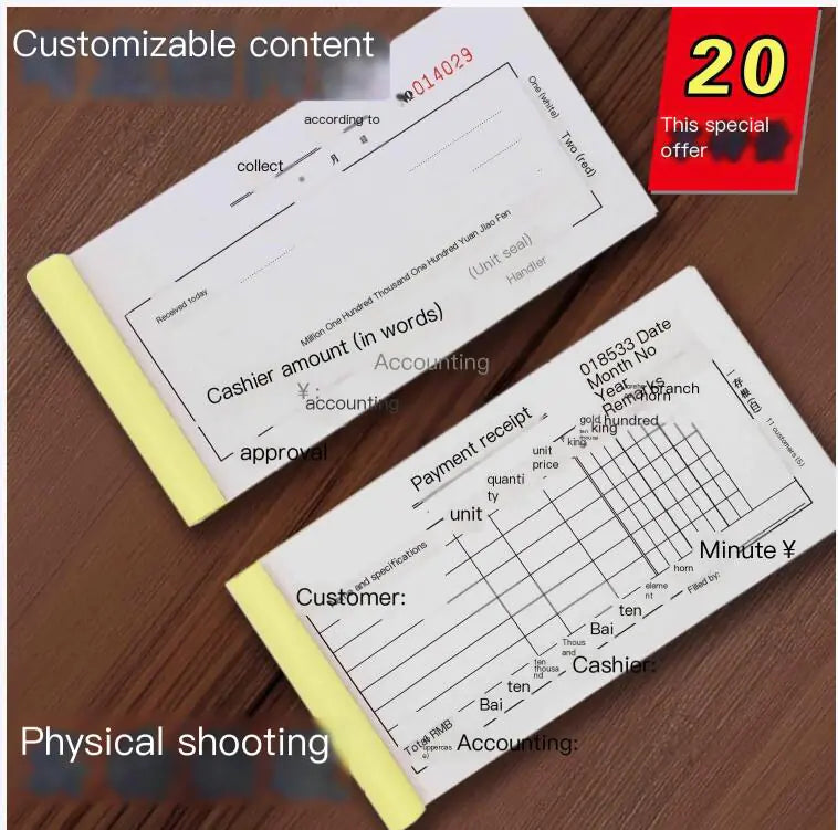 Carbonless Receipt Financial Ledger with Multiple Columns