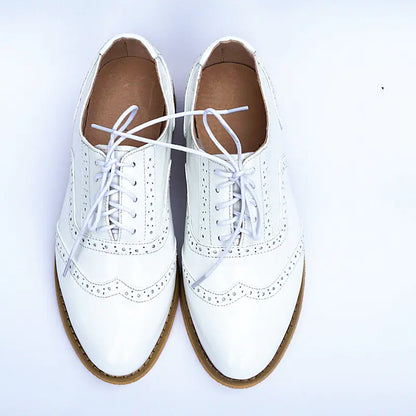 Women's British Style Pointed Toe Flat Leather Shoes