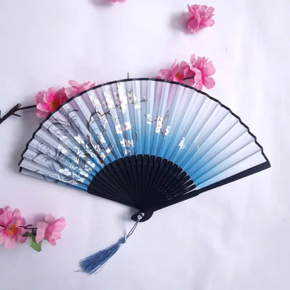 Traditional Chinese Women's Folding Bamboo Silk Fan
