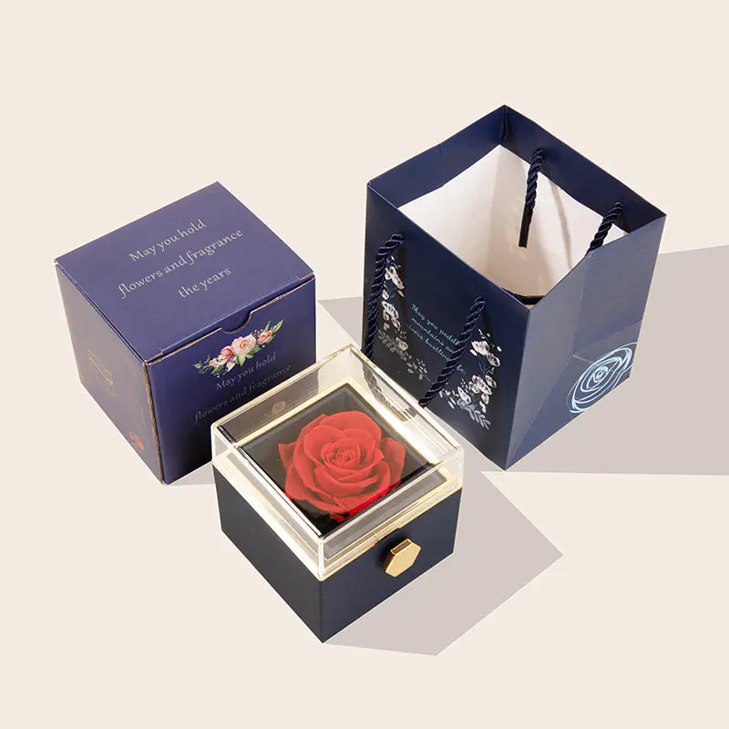 Rotating Rose Gift Box for Proposals and Jewelry