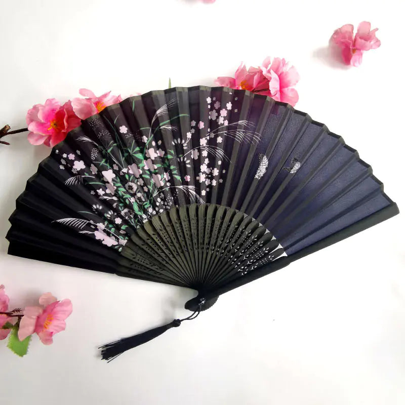 Traditional Chinese Women's Folding Bamboo Silk Fan