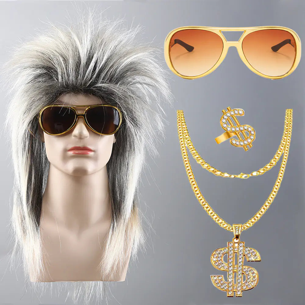 80s Punk Cosplay Tiger King Wig Hat for Men