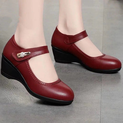 New Women's Leather Wedge Pumps for Spring Autumn 2024