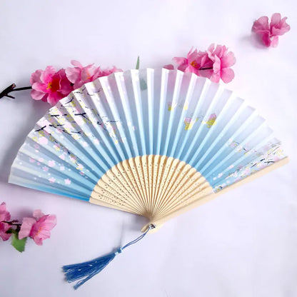 Traditional Chinese Women's Folding Bamboo Silk Fan
