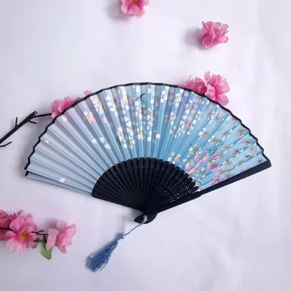 Traditional Chinese Women's Folding Bamboo Silk Fan