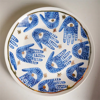 Ceramic Eye Mug with Decorative Plate and Candle Holder