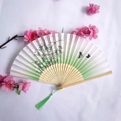 Traditional Chinese Women's Folding Bamboo Silk Fan