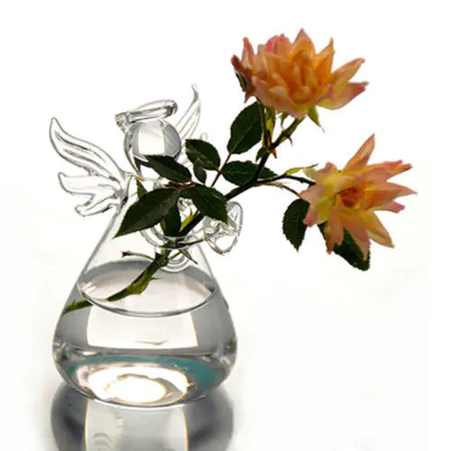Crystal Clear Glass Angel Vase for Home Decor