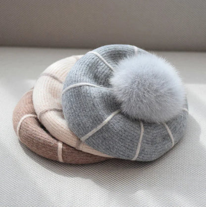 Pumpkin Wool Beret for Women in Autumn and Winter