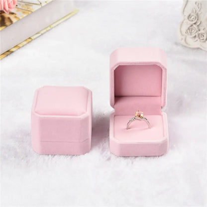 Pink Velvet Jewelry Box for Rings and Accessories