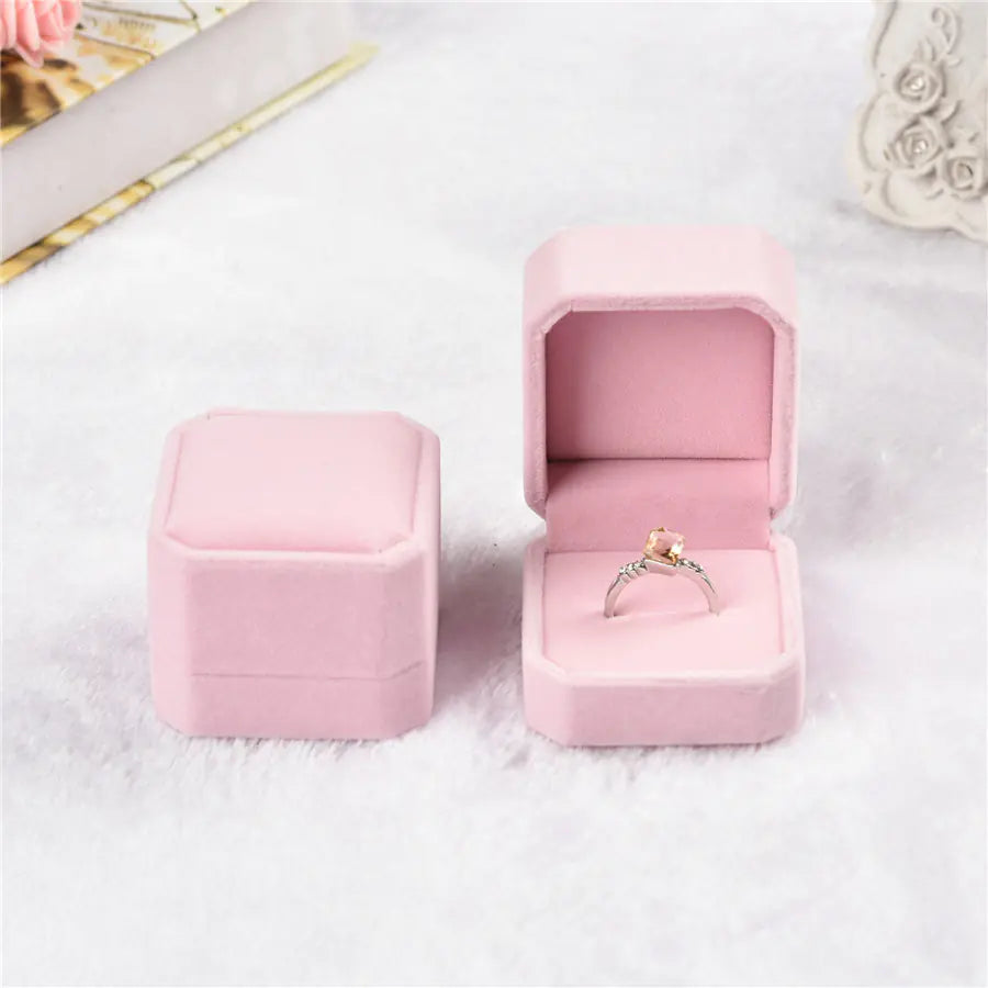 Pink Velvet Jewelry Box for Rings and Accessories