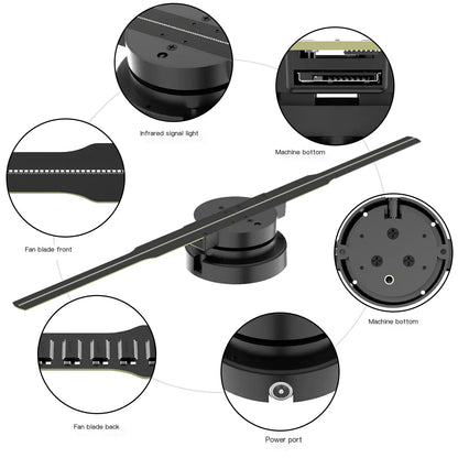 3D Holographic Fan Screen Wall-Mounted Display Projector