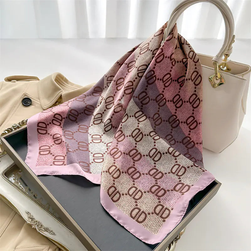 Luxury Floral Letter Scarf 70cm Silk for Professionals