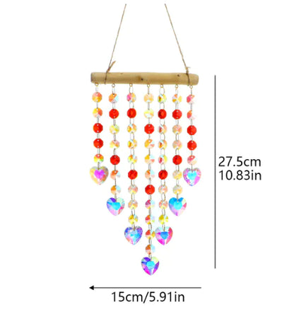 Dreamy Crystal Wind Chime with Irregular Wooden Sticks